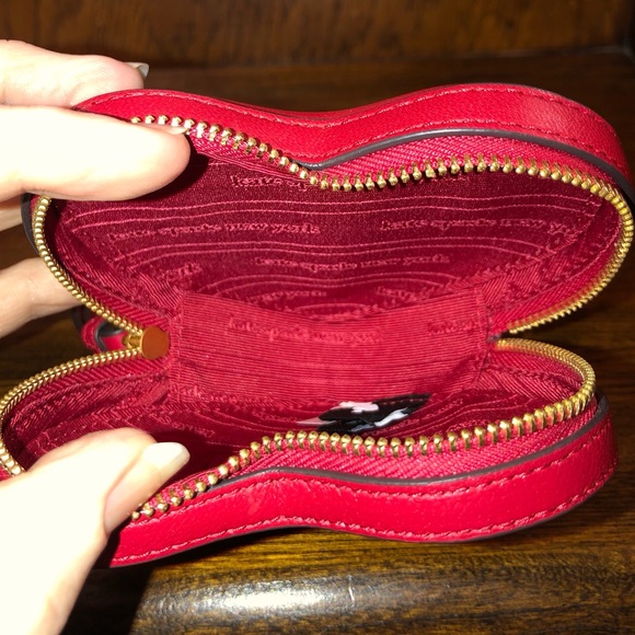 NWT-Kate Spade-Pitter Patter Heart ❤️Convertible Coin Purse-Perfect Cherry-$128 - Picture 9 of 16